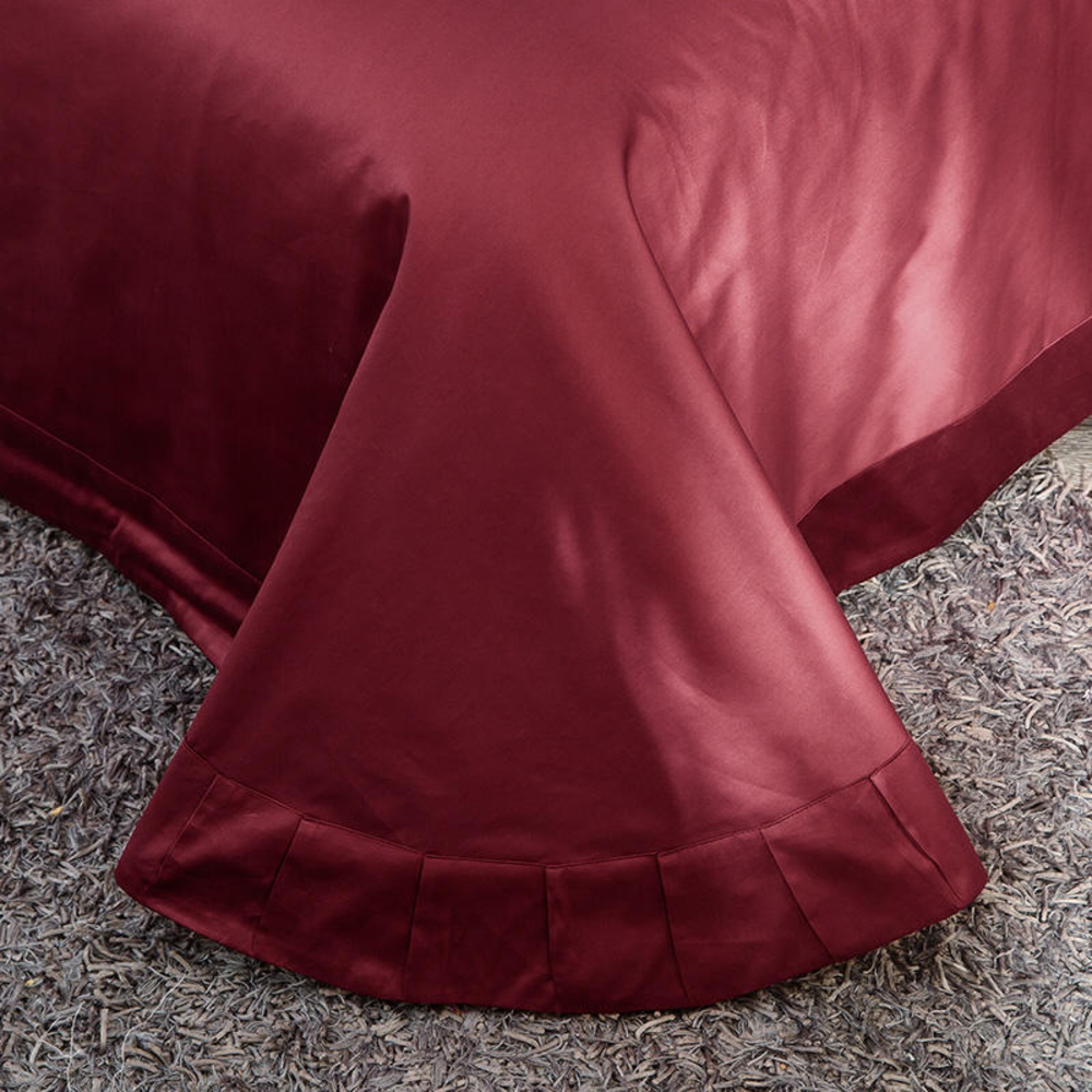 Lezkira Burgundy Red Embroidery Luxury Egyptian Cotton Duvet Cover