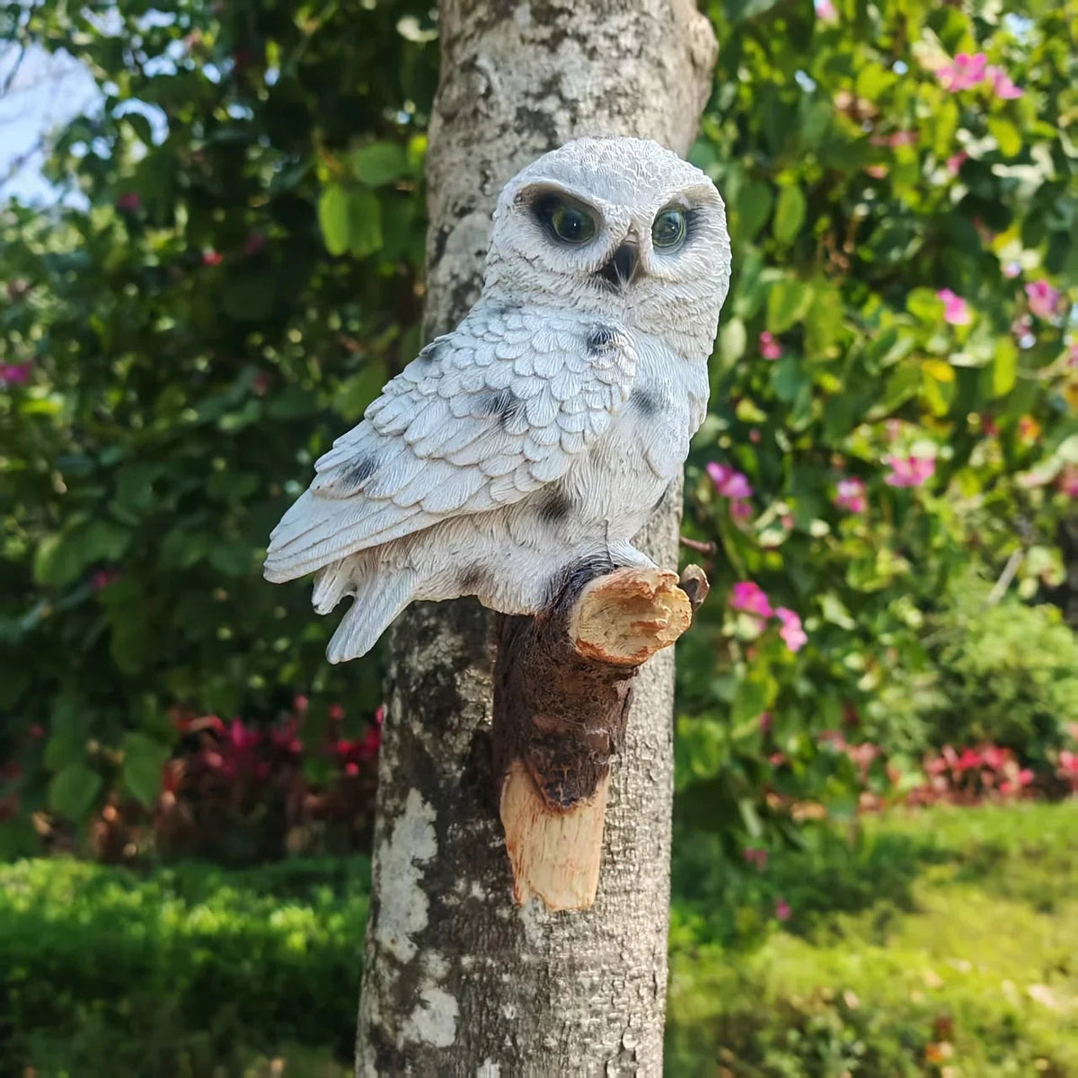 Lifelike Owl Statue Tree and Wall Decor for Garden and Home