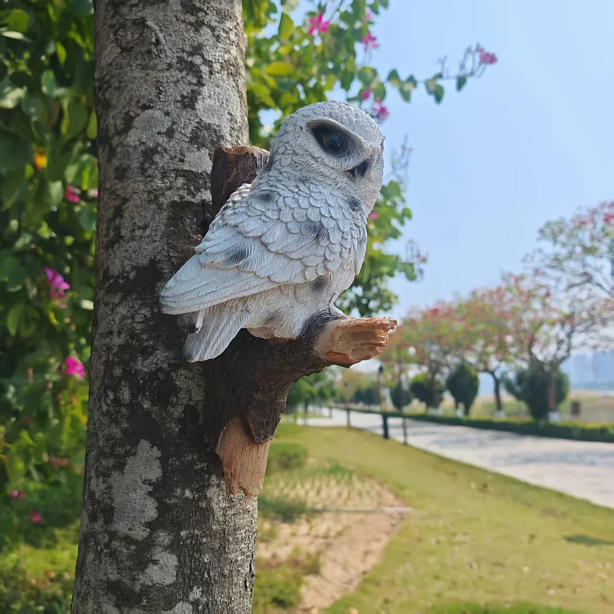 Lifelike Owl Statue Tree and Wall Decor for Garden and Home