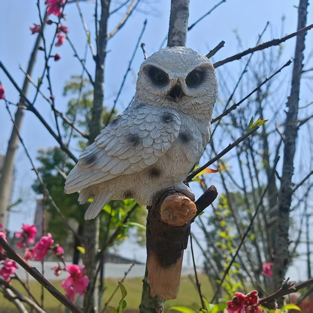 Lifelike Owl Statue Tree and Wall Decor for Garden and Home