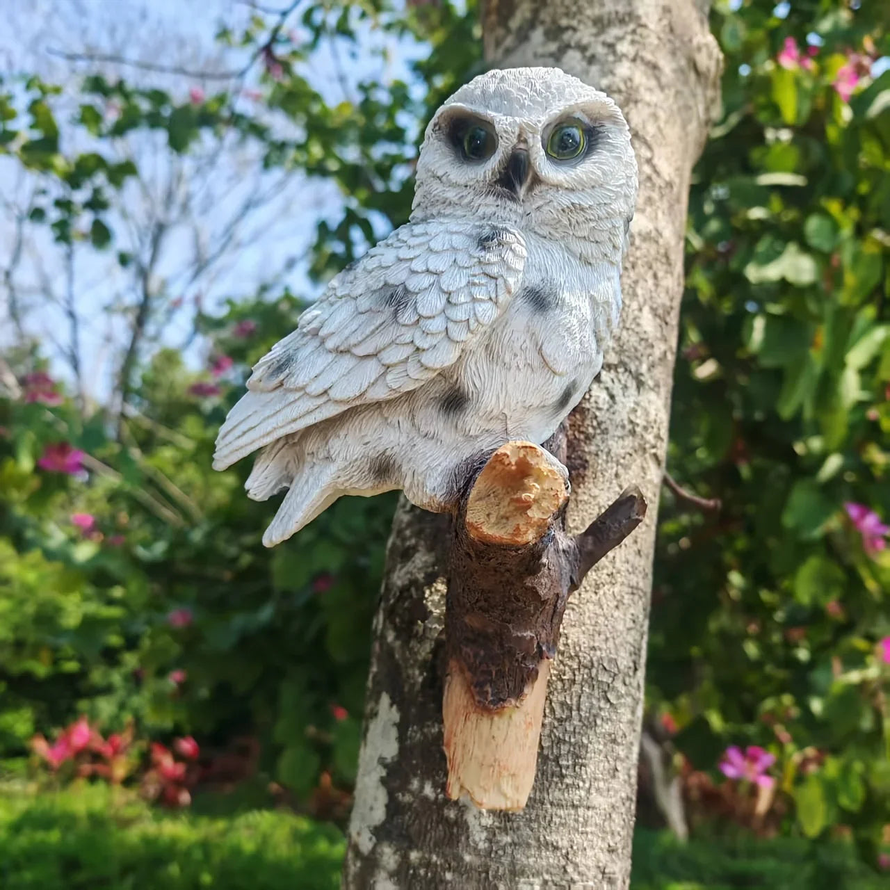 Lifelike Owl Statue Tree and Wall Decor for Garden and Home