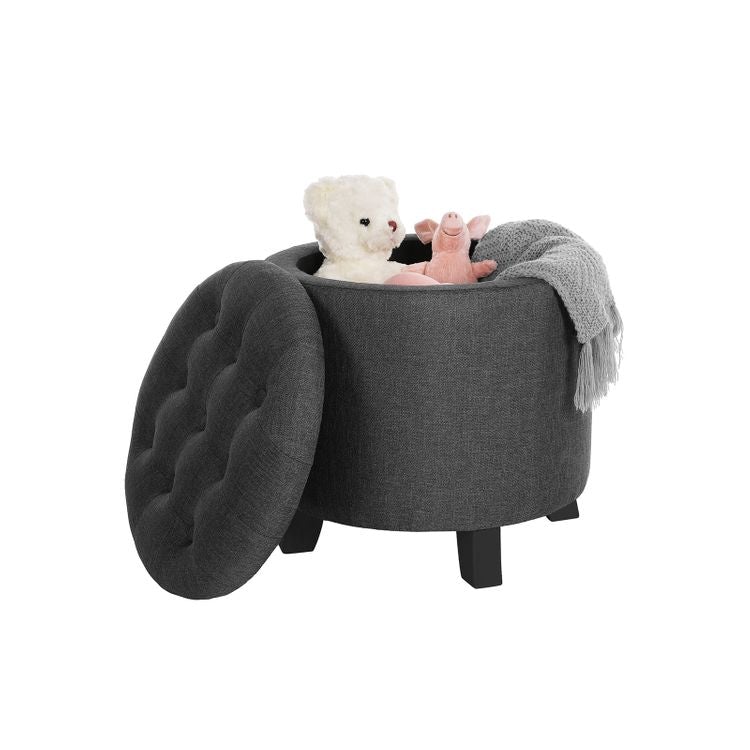 Linen Fabric Storage Ottoman