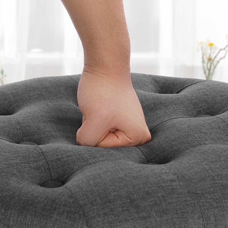 Linen Fabric Storage Ottoman