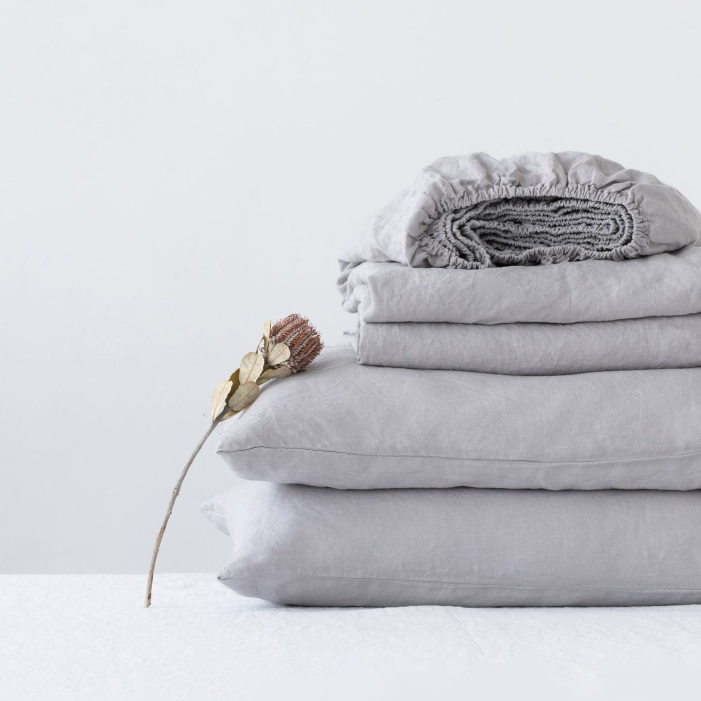 Linen Tales Light Grey Linen Sheet Set