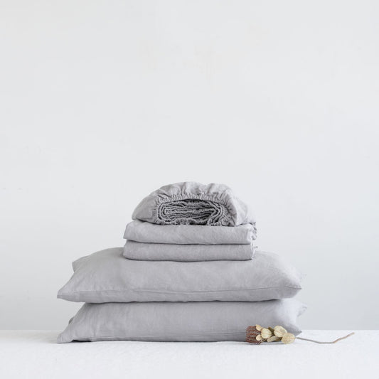 Linen Tales Light Grey Linen Sheet Set