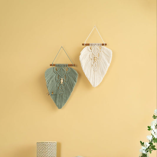 Rustic Green Natural Macrame Leaves