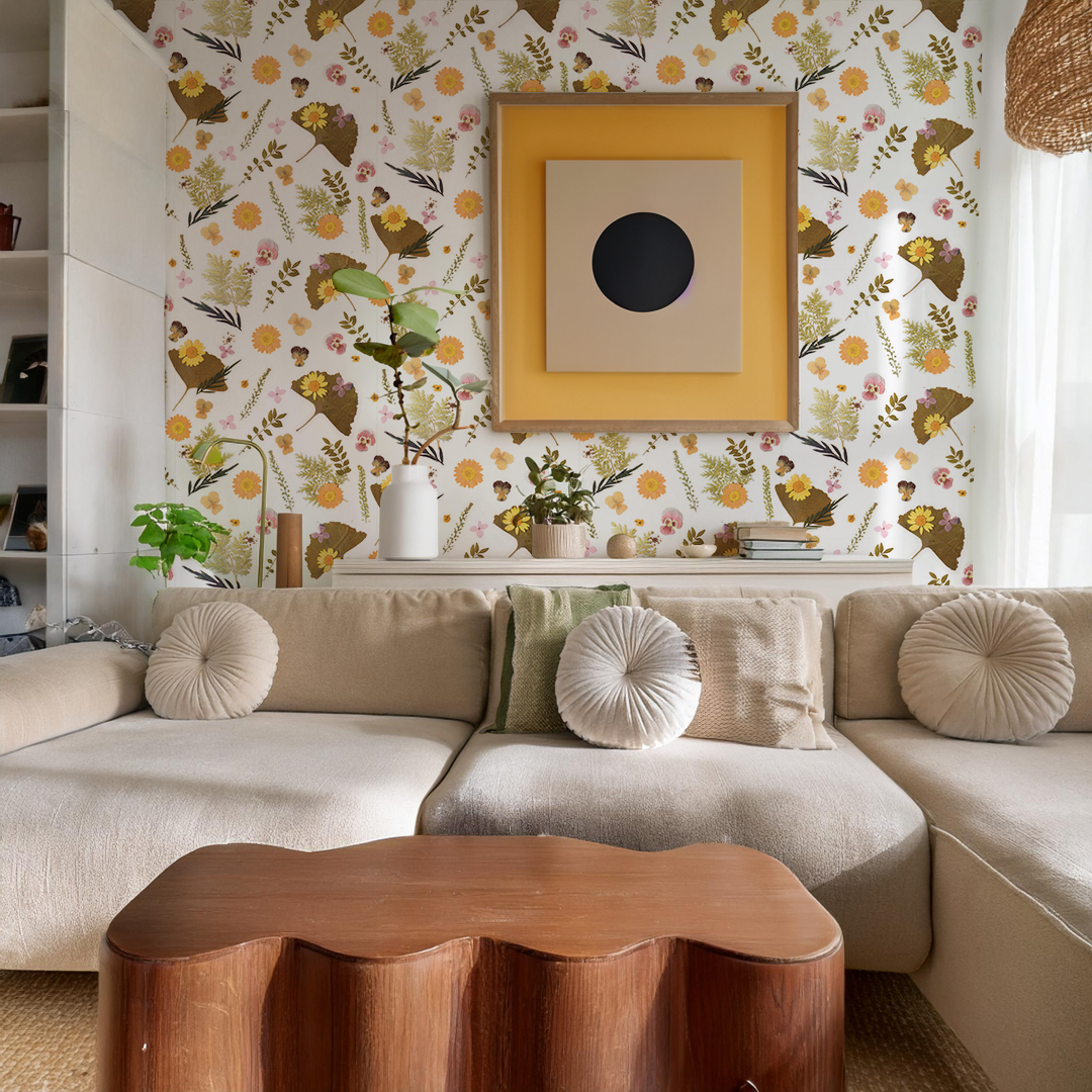 Pressed Fresh Version 01 Wallpaper, orange and pink