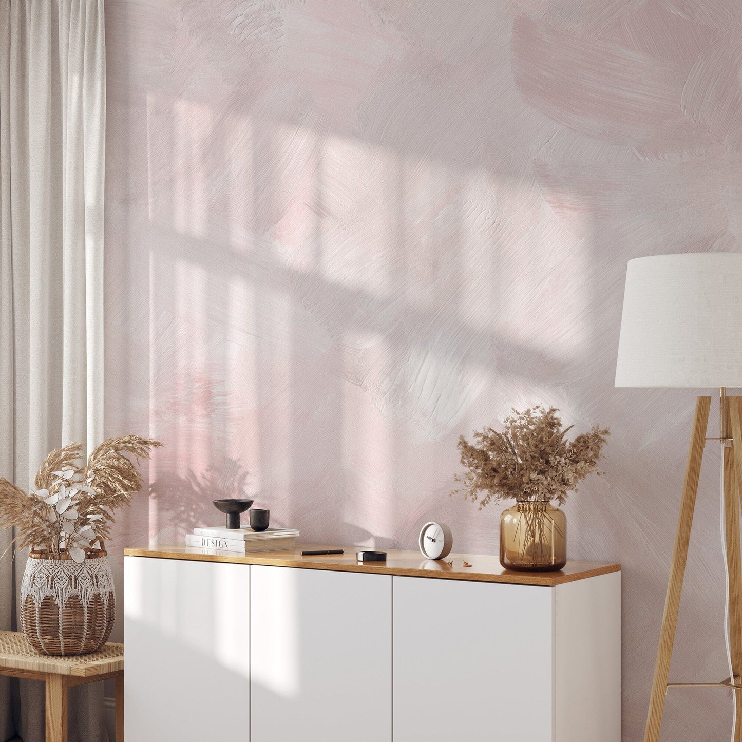 Light Pink Acrylic Brush Stroke Wallpaper Mural