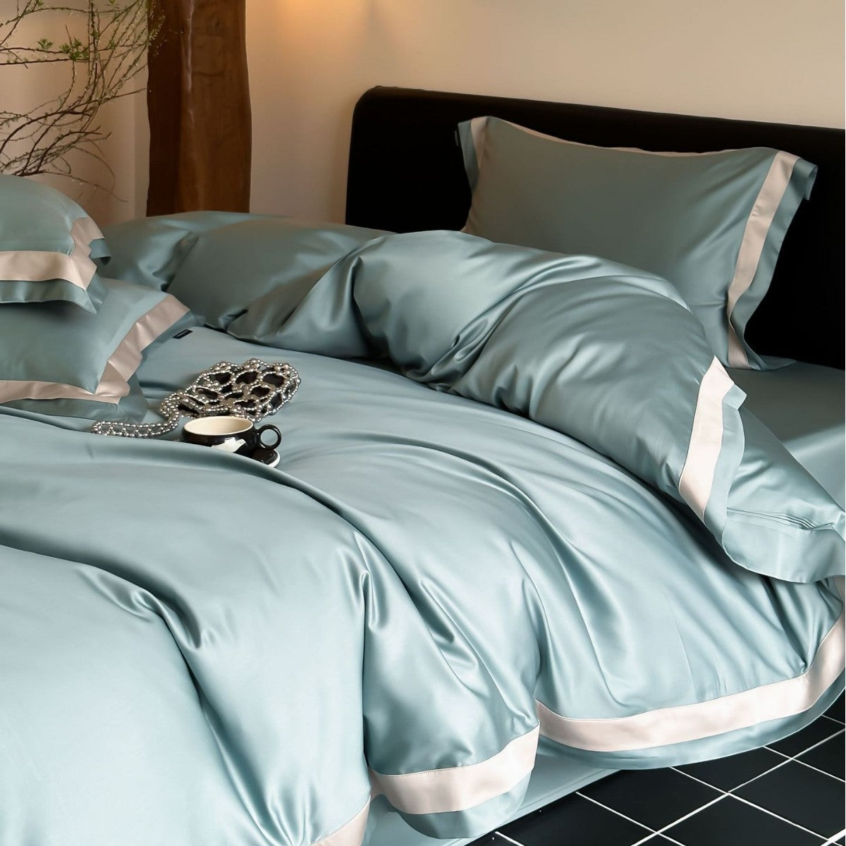 Luxury 100S Tencel-Cotton Blend Solid Color Bedding Set