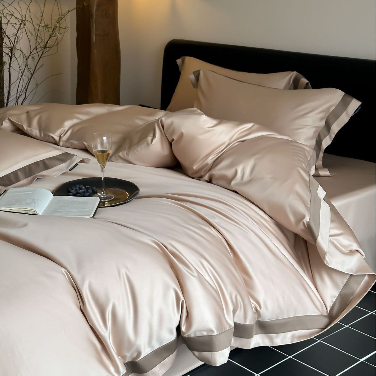 Luxury 100S Tencel-Cotton Blend Solid Color Bedding Set