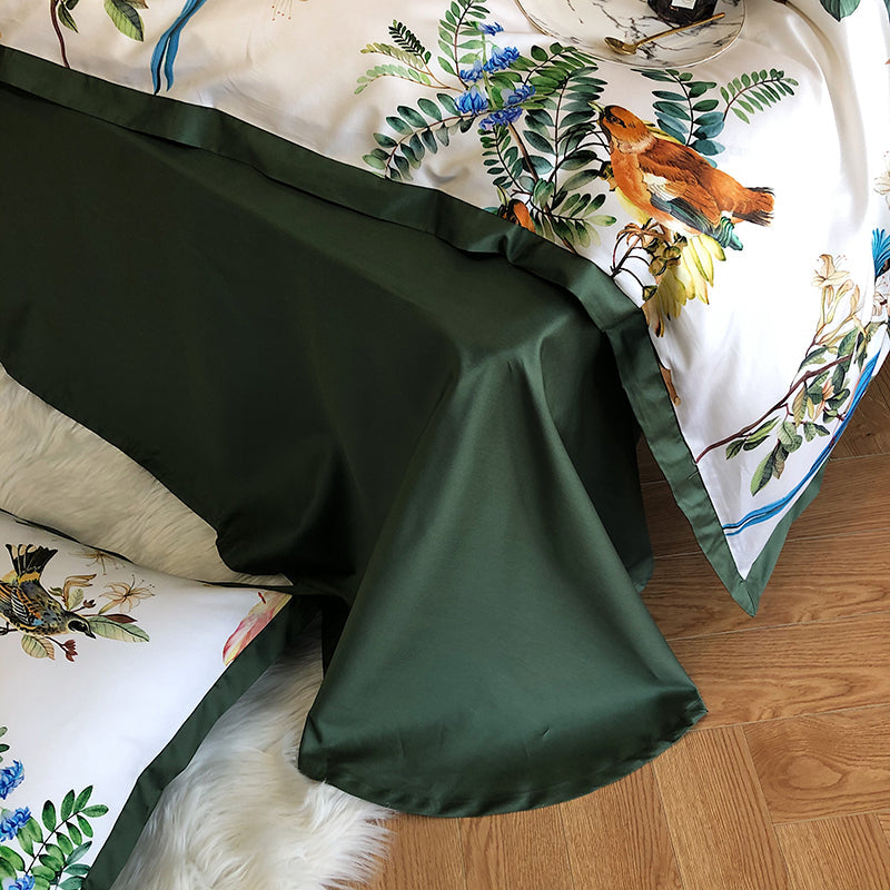 Luxury Birds Garden Long-Staple Cotton Bedding Set