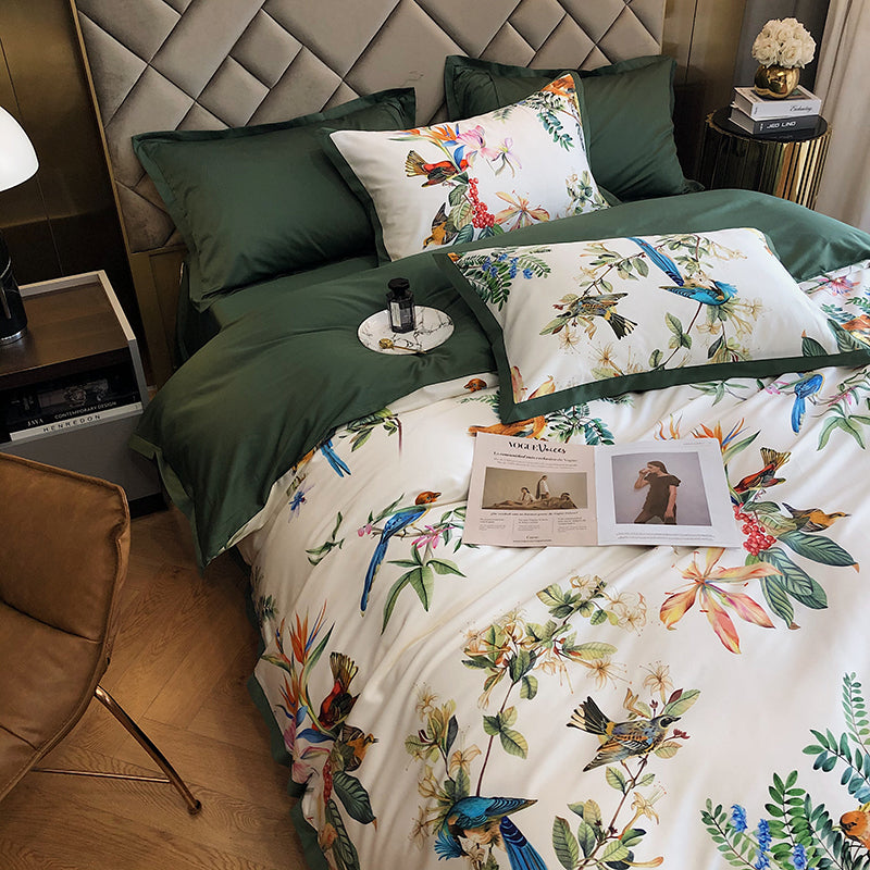 Luxury Birds Garden Long-Staple Cotton Bedding Set