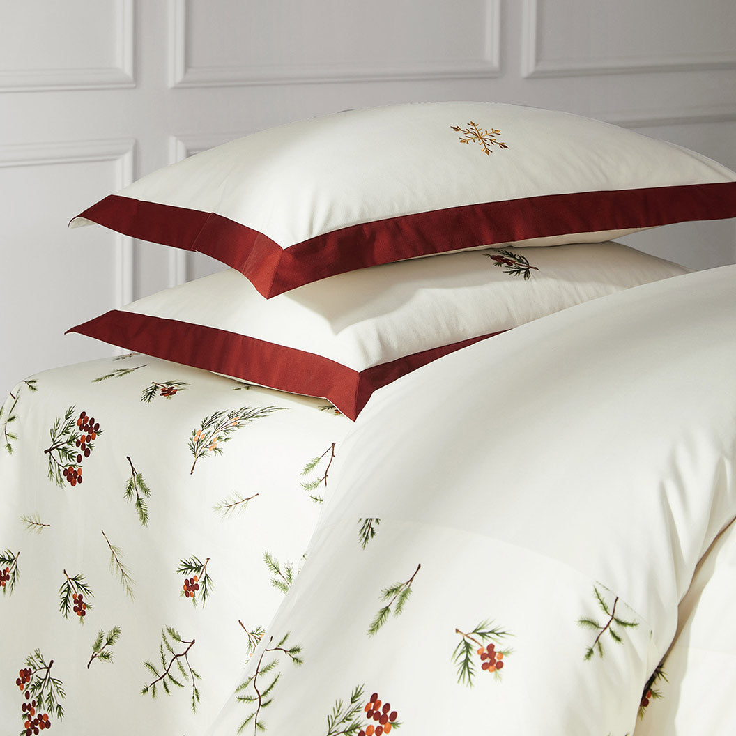 Luxury Christmas Floral Embroidery Cotton Duvet Cover Set