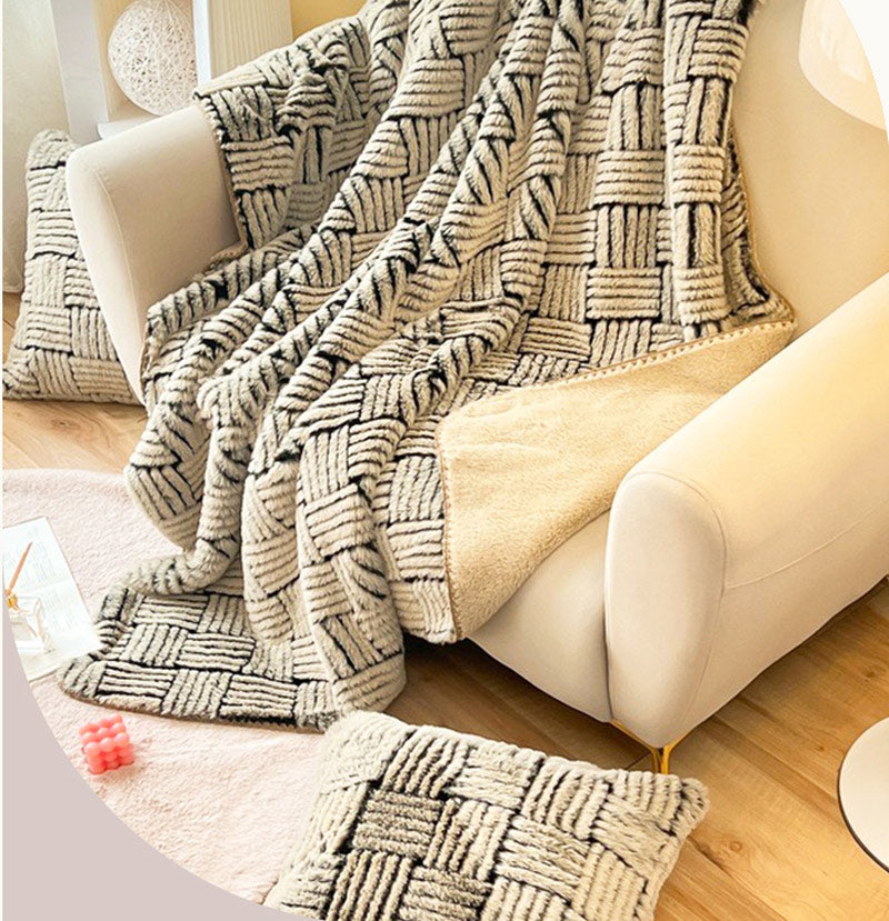 Luxury Faux Rabbit Fur Flannel Throw Blanket