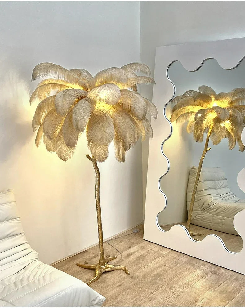 Luxury Ostrich Feather Led Floor Lamp