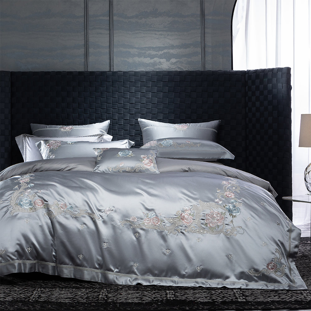 Luxury Royal 140s Cotton-Silk Embroidered Bedding Set