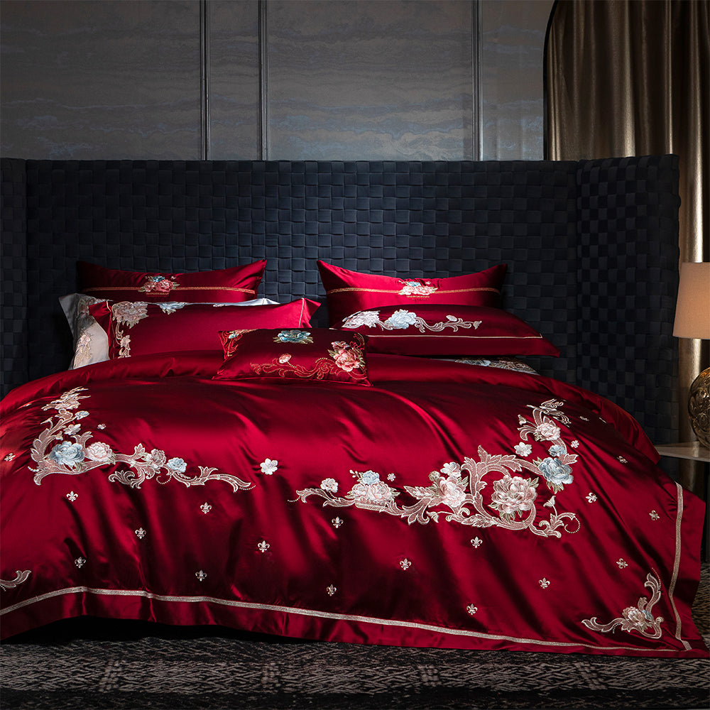Luxury Royal 140s Cotton-Silk Embroidered Bedding Set