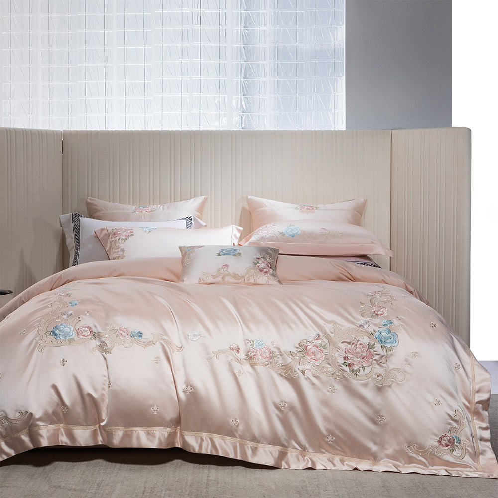 Luxury Royal 140s Cotton-Silk Embroidered Bedding Set