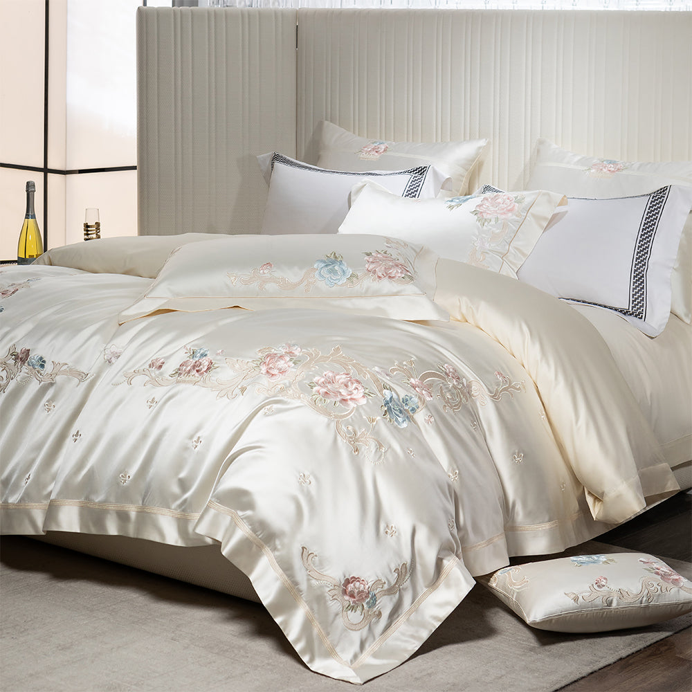 Luxury Royal 140s Cotton-Silk Embroidered Bedding Set