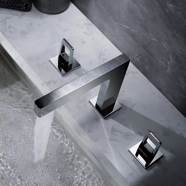 Chrome 3-Hole, Dual Handle Widespread Bathroom Faucet with Pop-Up Drain