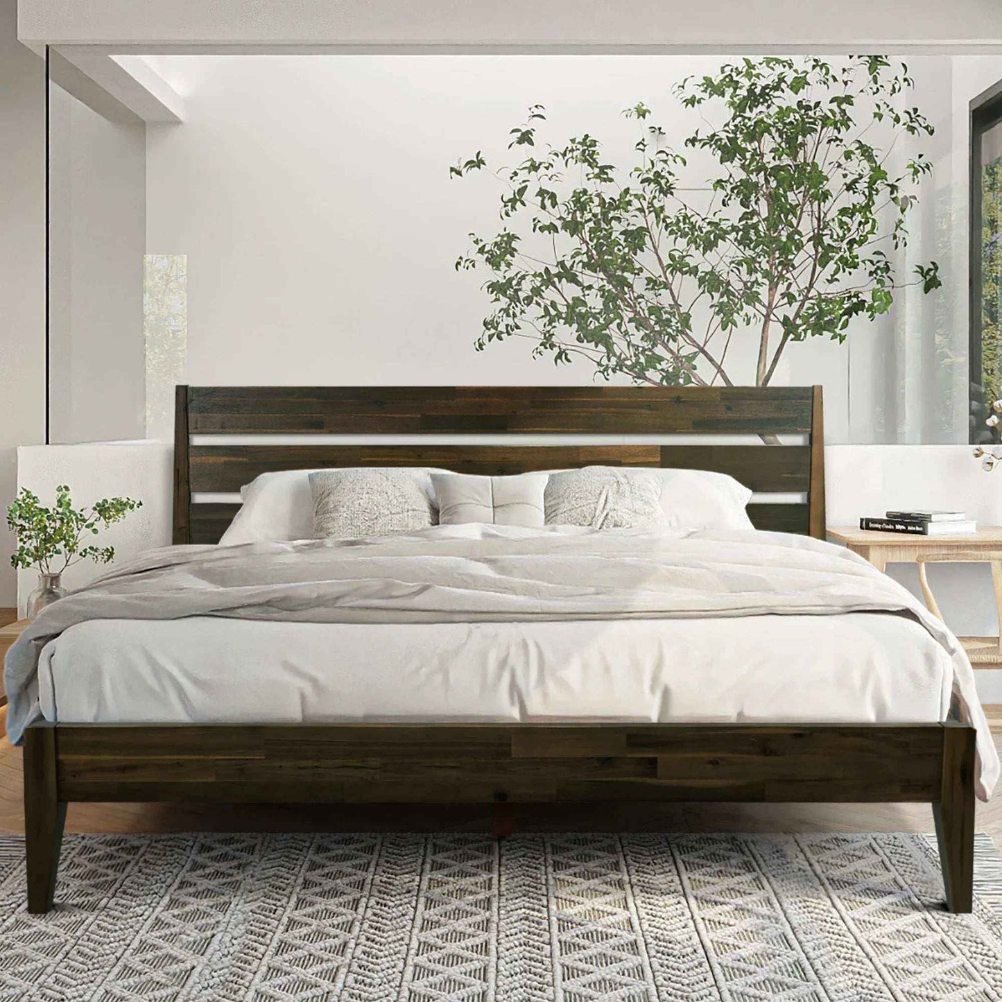 Acacia Emery Solid Wood Bed Frame - Stylish and Durable Acacia Wood Design for Your Bedroom