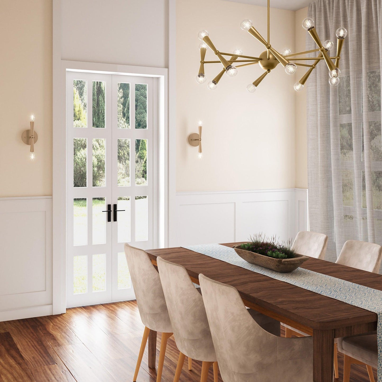 Mizu Mid-Century Modern Gold 2-Light Wall Sconce Light