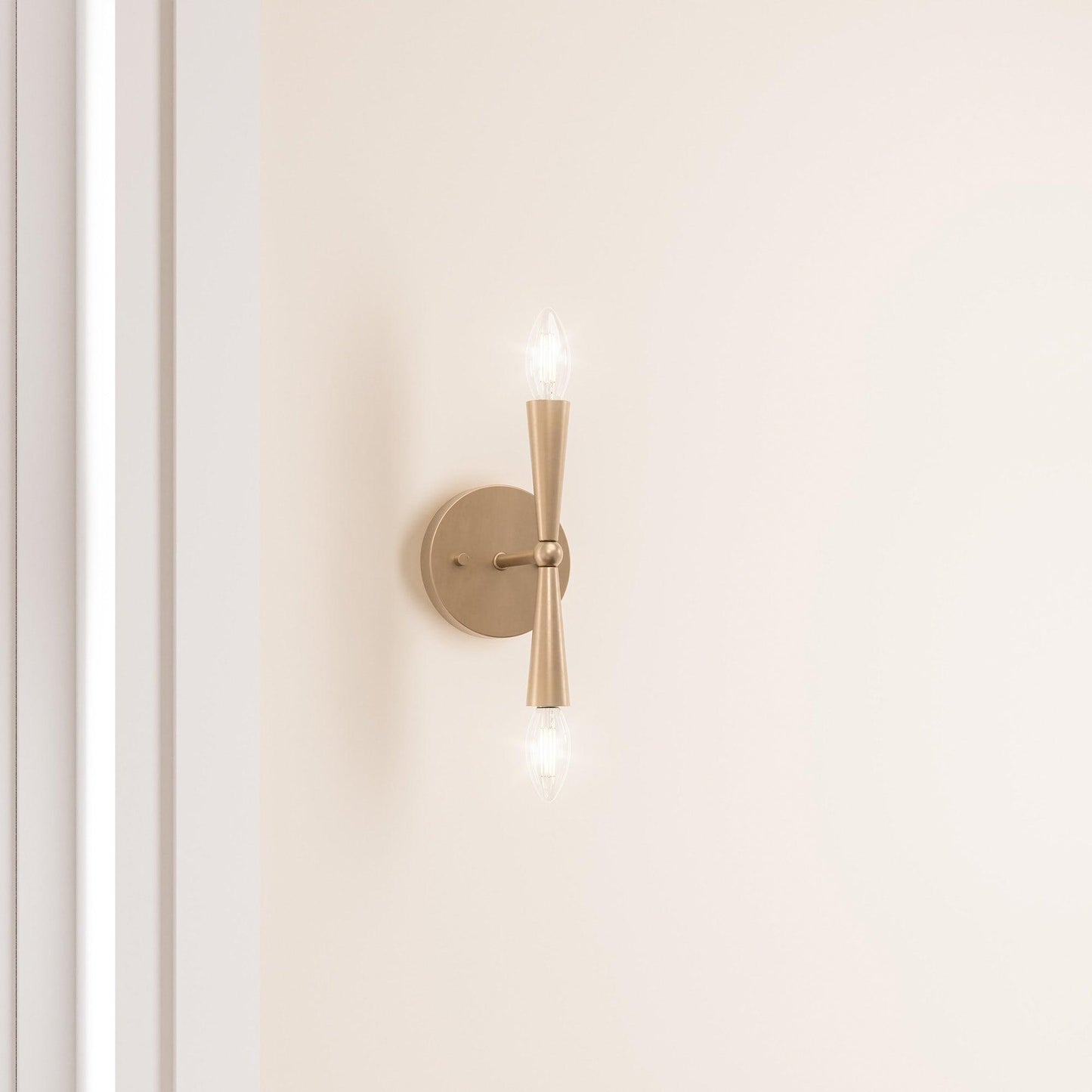 Mizu Mid-Century Modern Gold 2-Light Wall Sconce Light