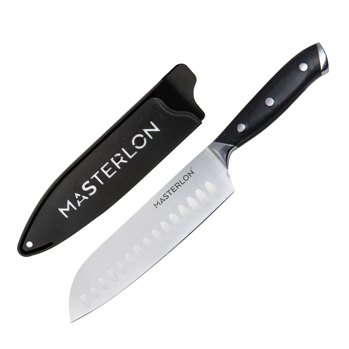 MASTERPAN Santoku Knife With Stainless Steel blade & Cover, 7" (18cm)