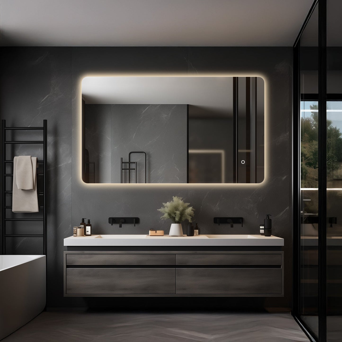 Corona Frameless LED Bathroom Mirror with Light, Anti-Fog, Dimmable, Backlit, Can Be Hanged Horizontally or Vertically, Shatterproof