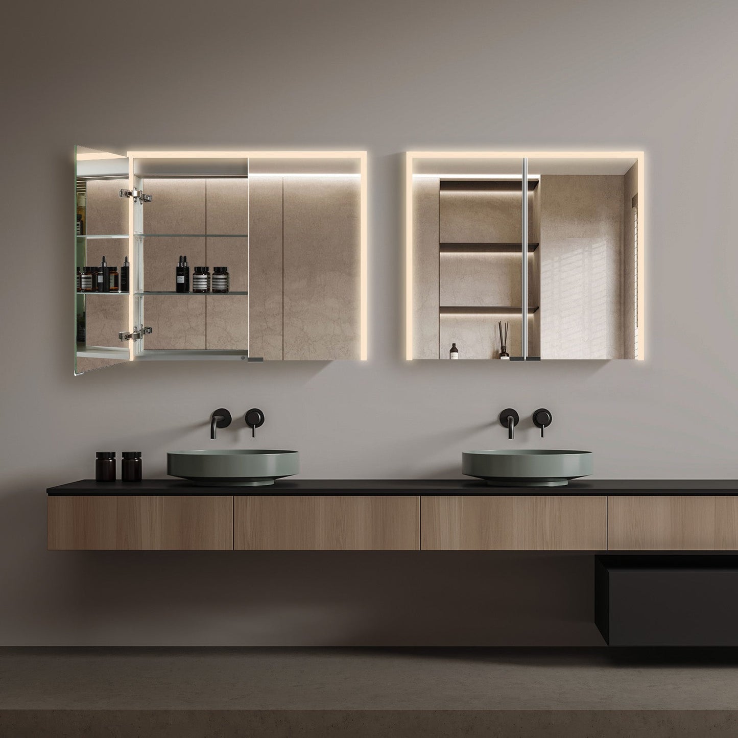 Mirrorons LED Lighted Bathroom Medicine Cabinet with IR Sensor Switch,  Aluminum Hd Bathroom Mirror Cabinet Defogging Available, 28 x 32 Inch