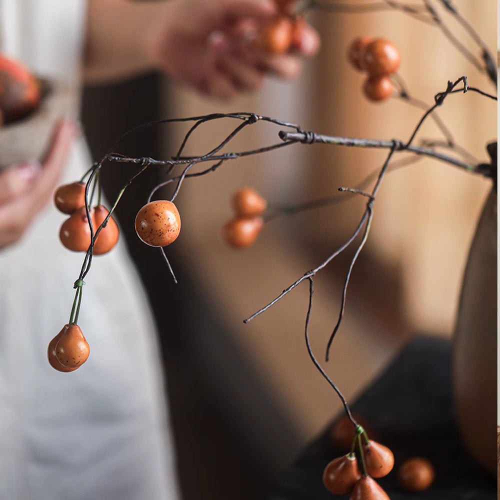 Faux Orange Gourd Stem 30.7" Tall