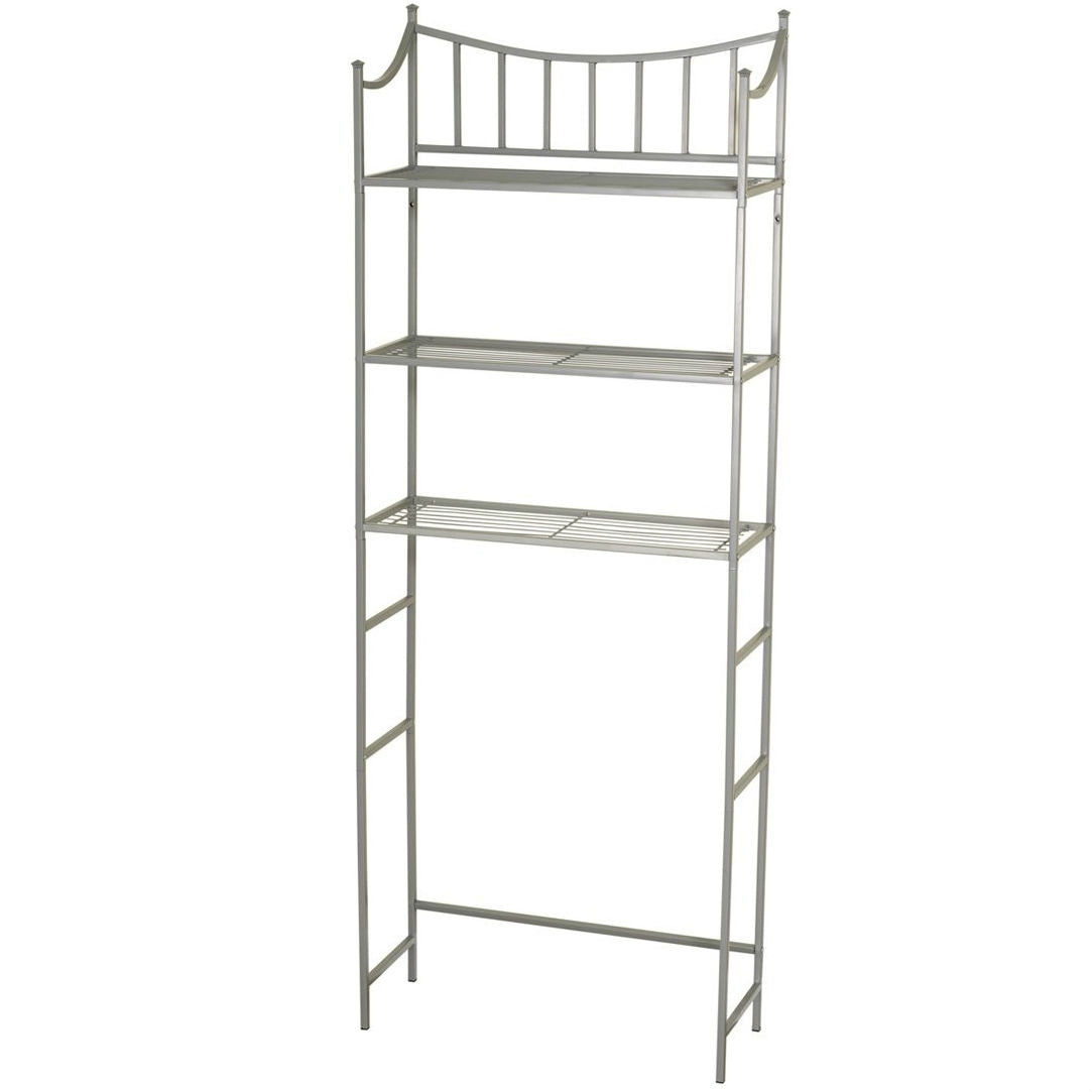 Bathroom Space Saving Over the Toilet Linen Tower Shelving Unit in Nickel Finish
