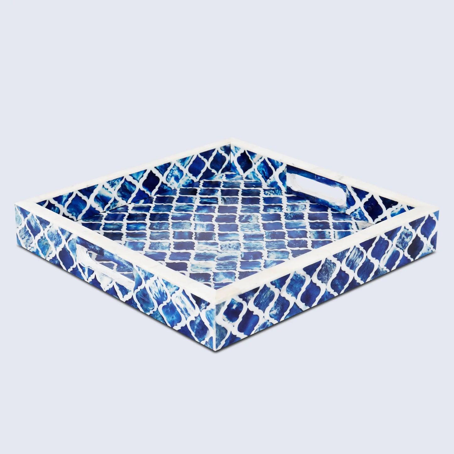 Decorative Moroccan Tray – Blue & White Design, Available in 3 Sizes