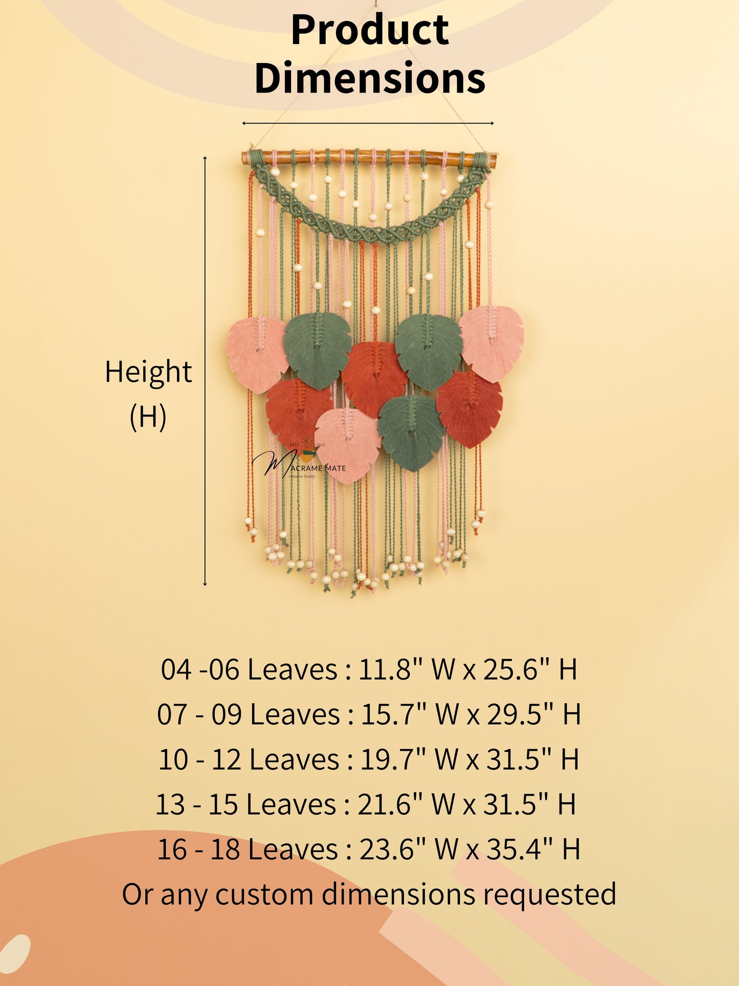 Levia Boho Macrame Leaf Hangings