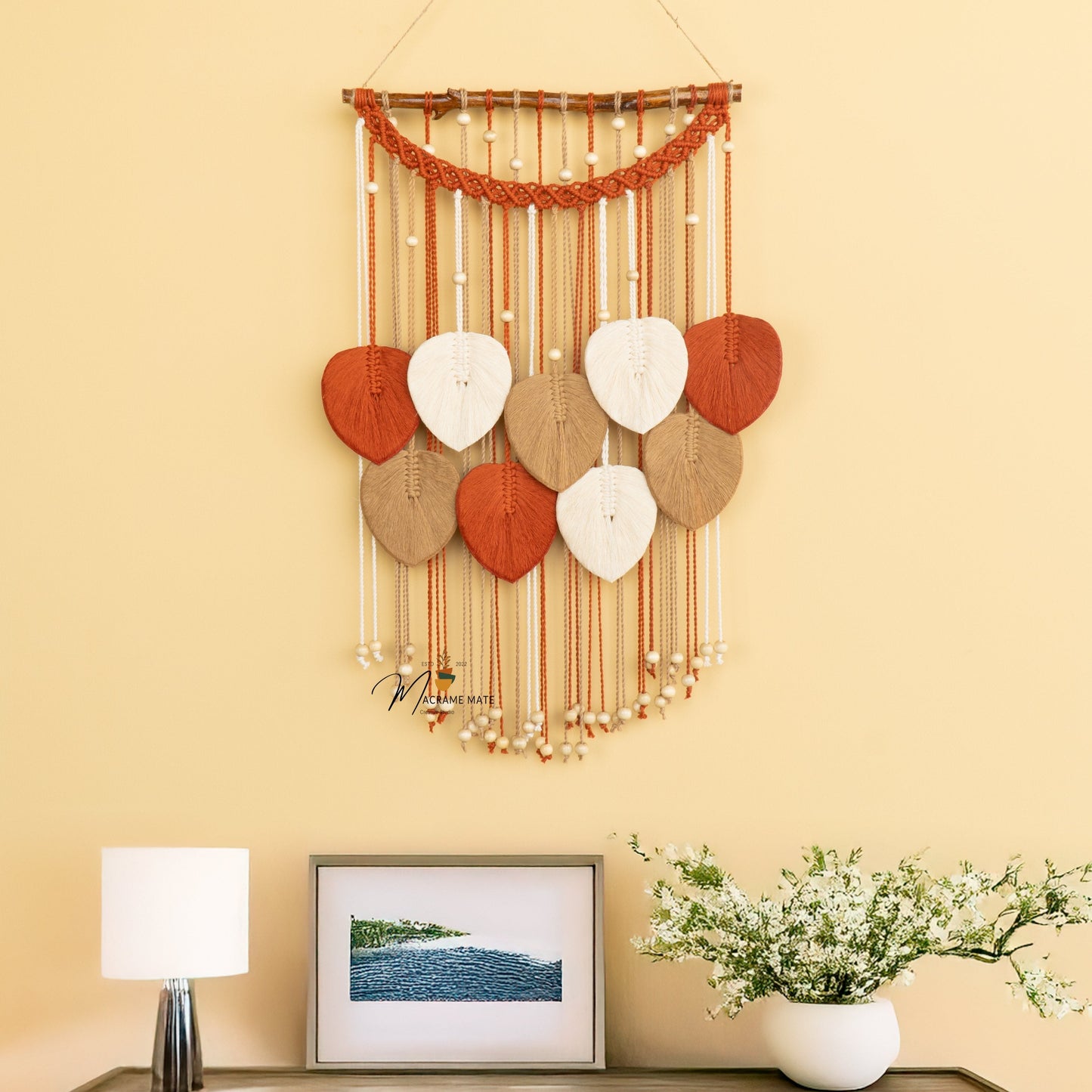 Levia Warm Macrame Leaf Hangings
