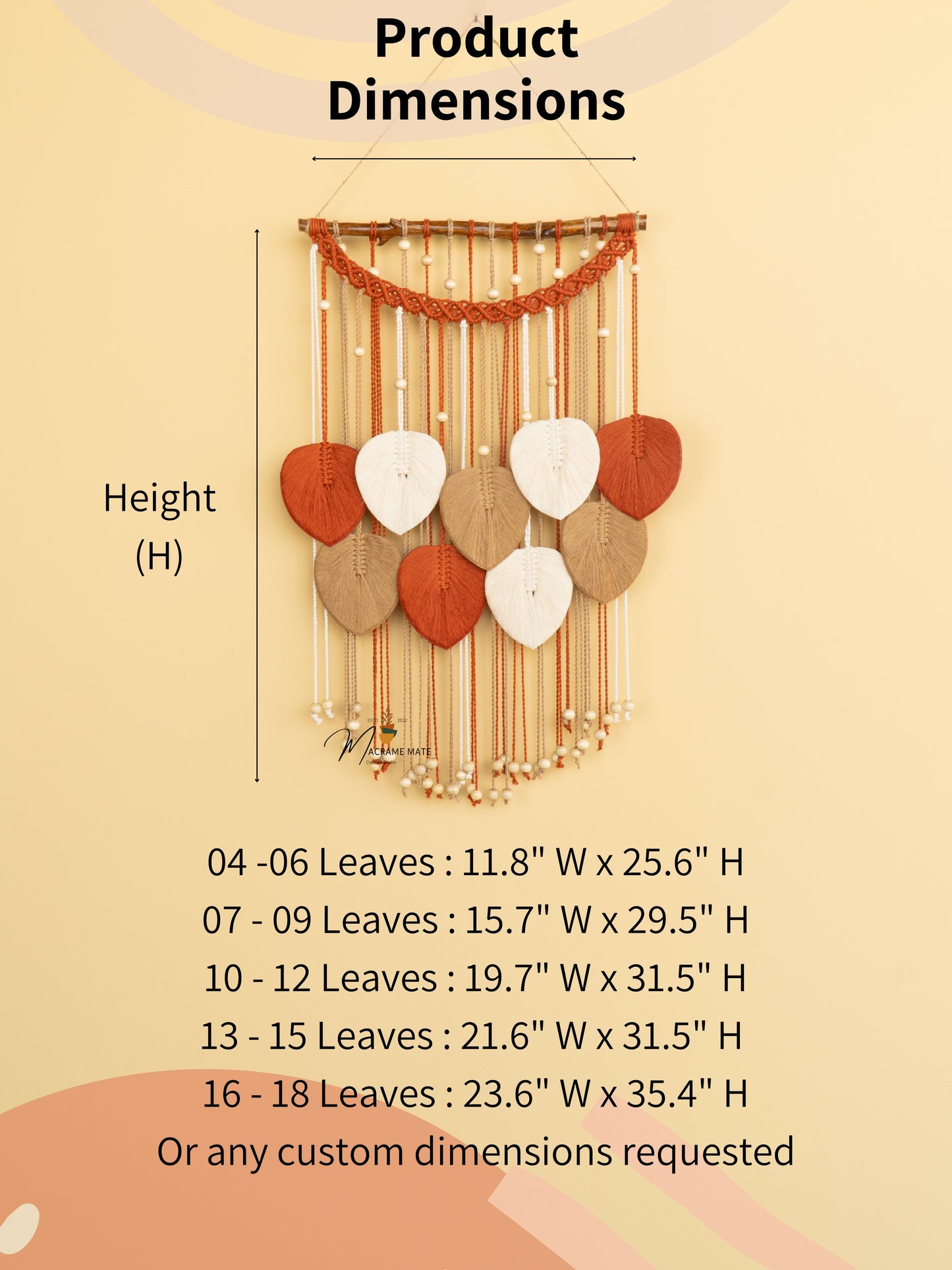 Levia Warm Macrame Leaf Hangings