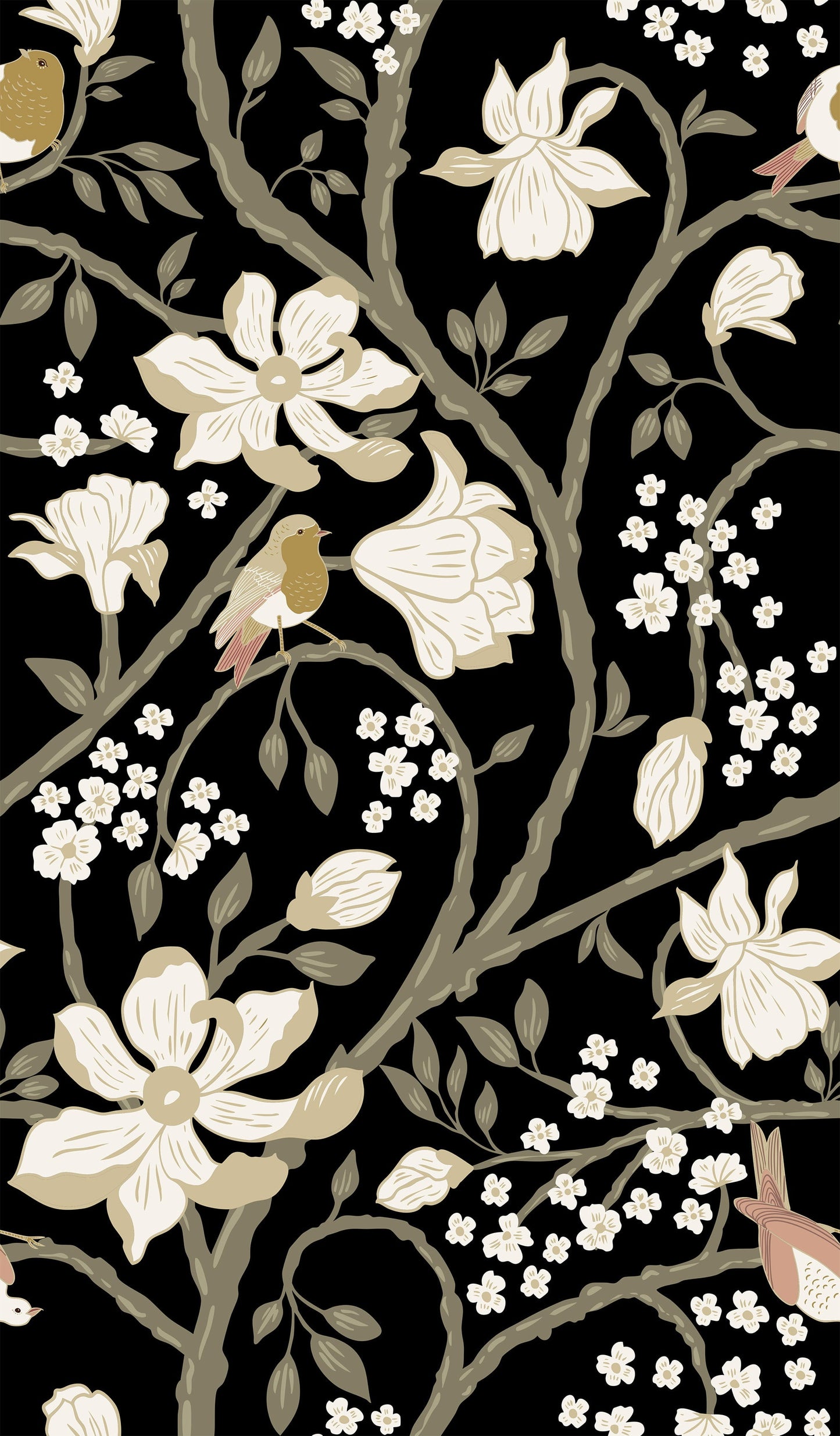 Magnolia Flower Tree and Birds Wallpaper