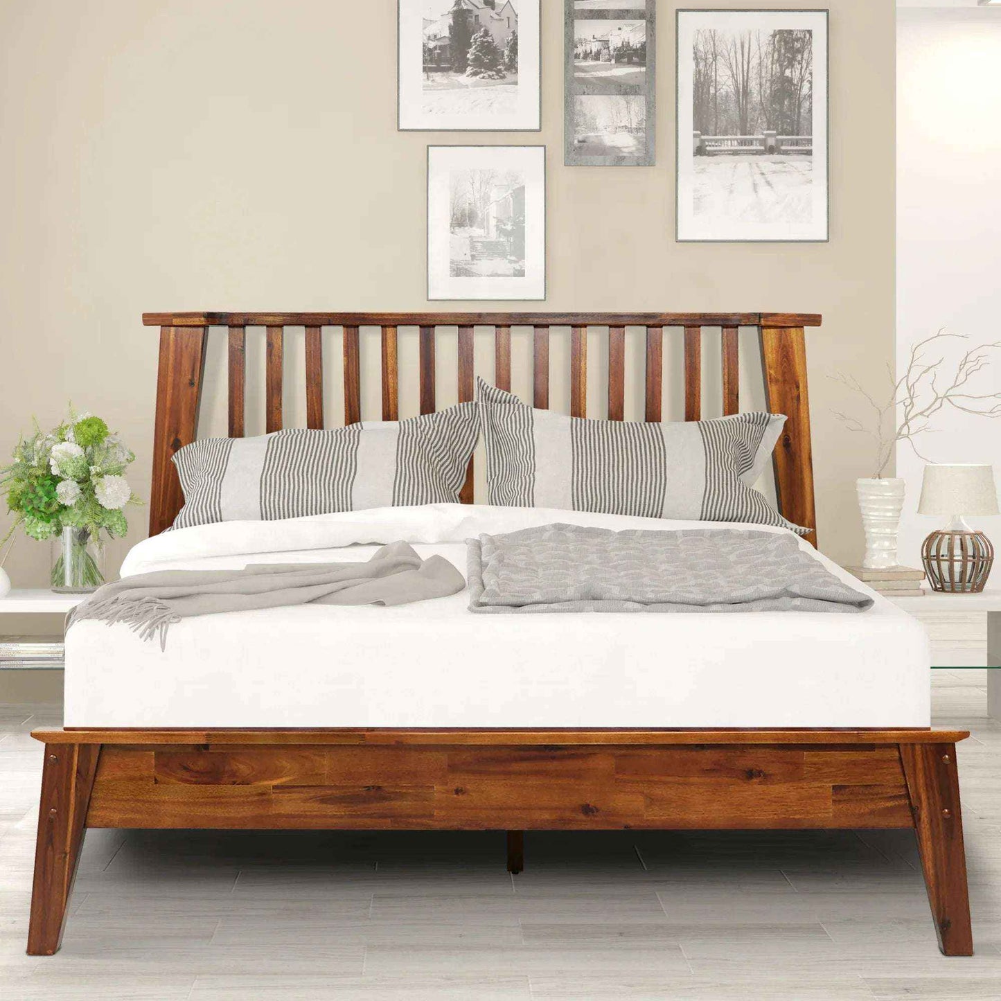Acacia Kaylin Deluxe Wood Platform Bed Frame for Stylish Bedrooms