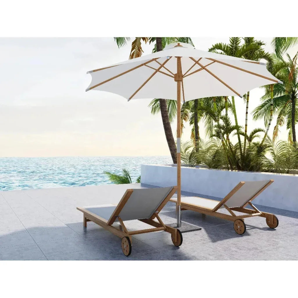 Market 118-inch Diameter Teak Outdoor Umbrella White