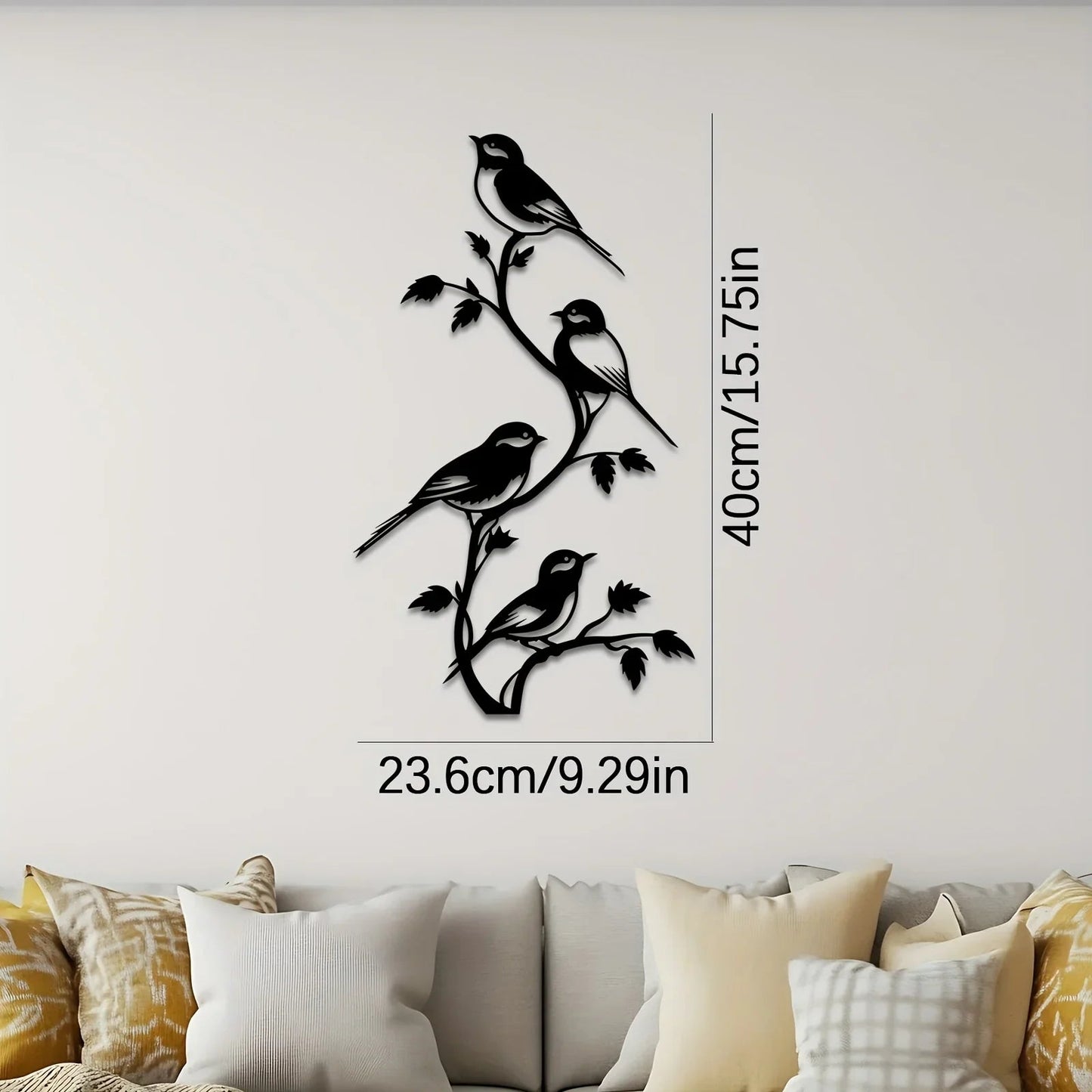 Metal Bird Silhouette Wall Sculpture - Handcrafted Laser-Cut Iron Art, 2D Flat Rustic Decor