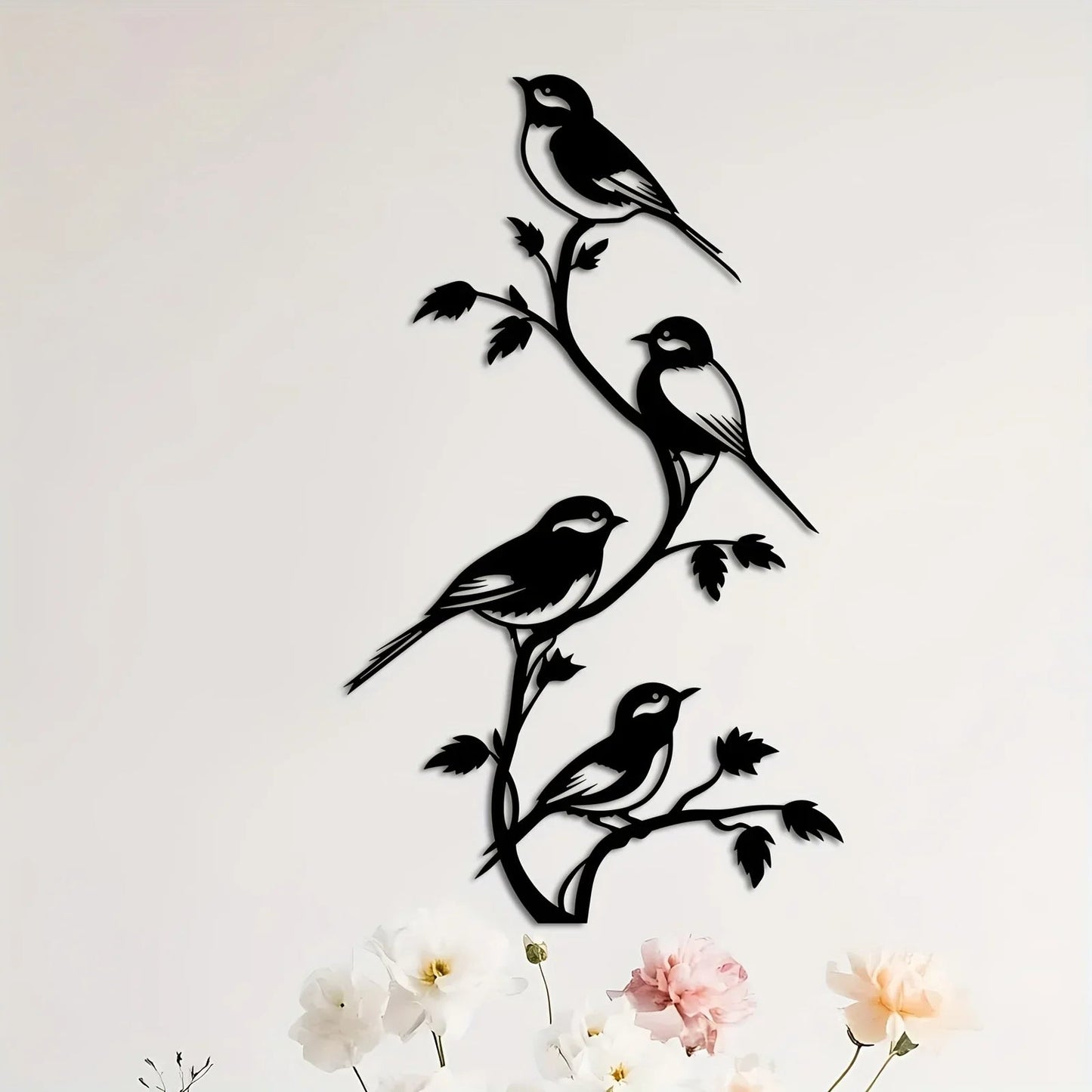 Metal Bird Silhouette Wall Sculpture - Handcrafted Laser-Cut Iron Art, 2D Flat Rustic Decor