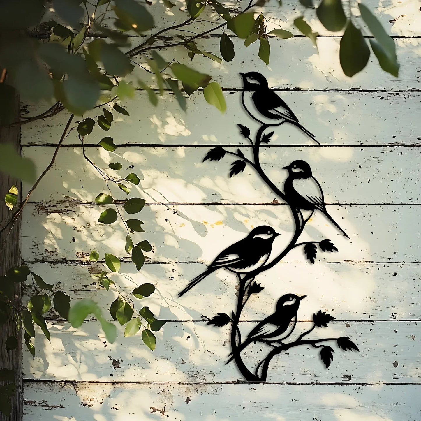 Metal Bird Silhouette Wall Sculpture - Handcrafted Laser-Cut Iron Art, 2D Flat Rustic Decor