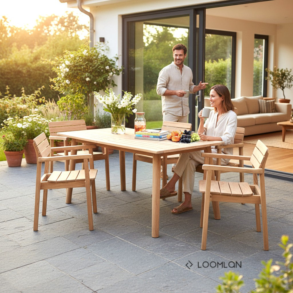 Modurn Teak Rectangular Outdoor Dining Table