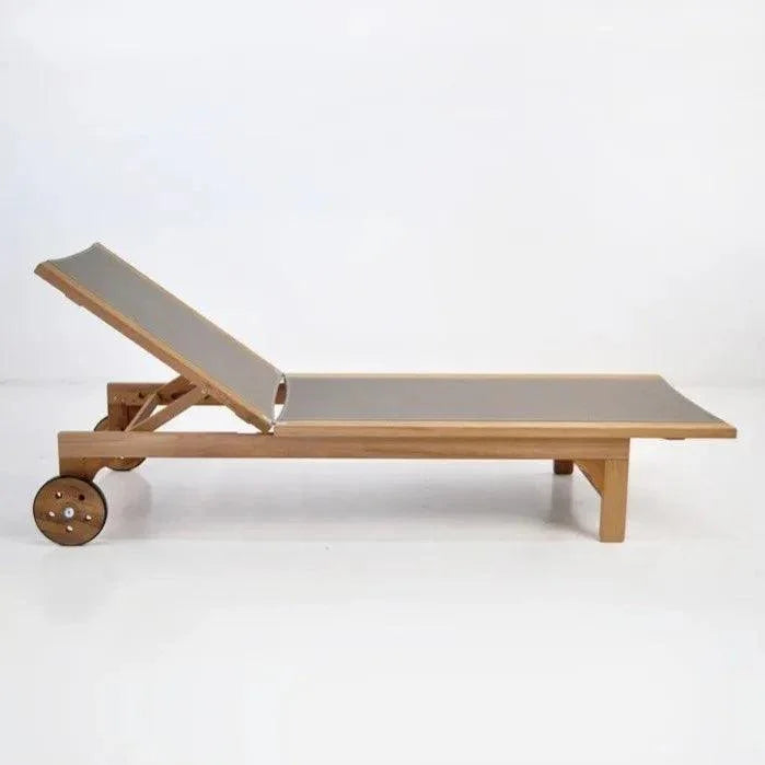 Montauk Teak Outdoor Reclining Sunlounger with Wheels