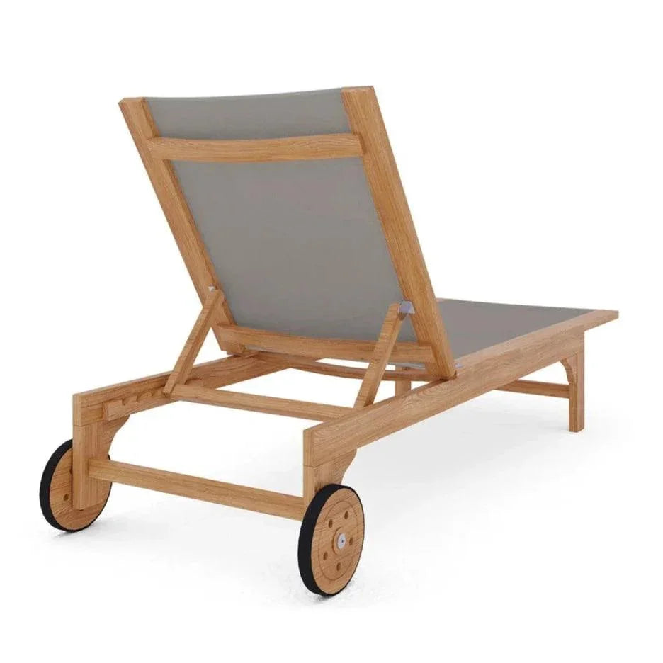 Montauk Teak Outdoor Reclining Sunlounger with Wheels