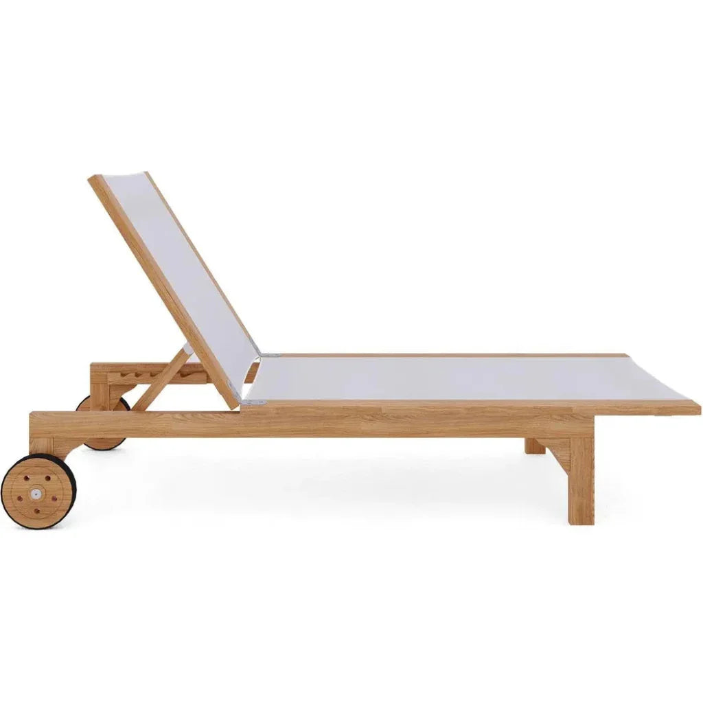 Montauk Teak Outdoor Reclining Sunlounger with Wheels