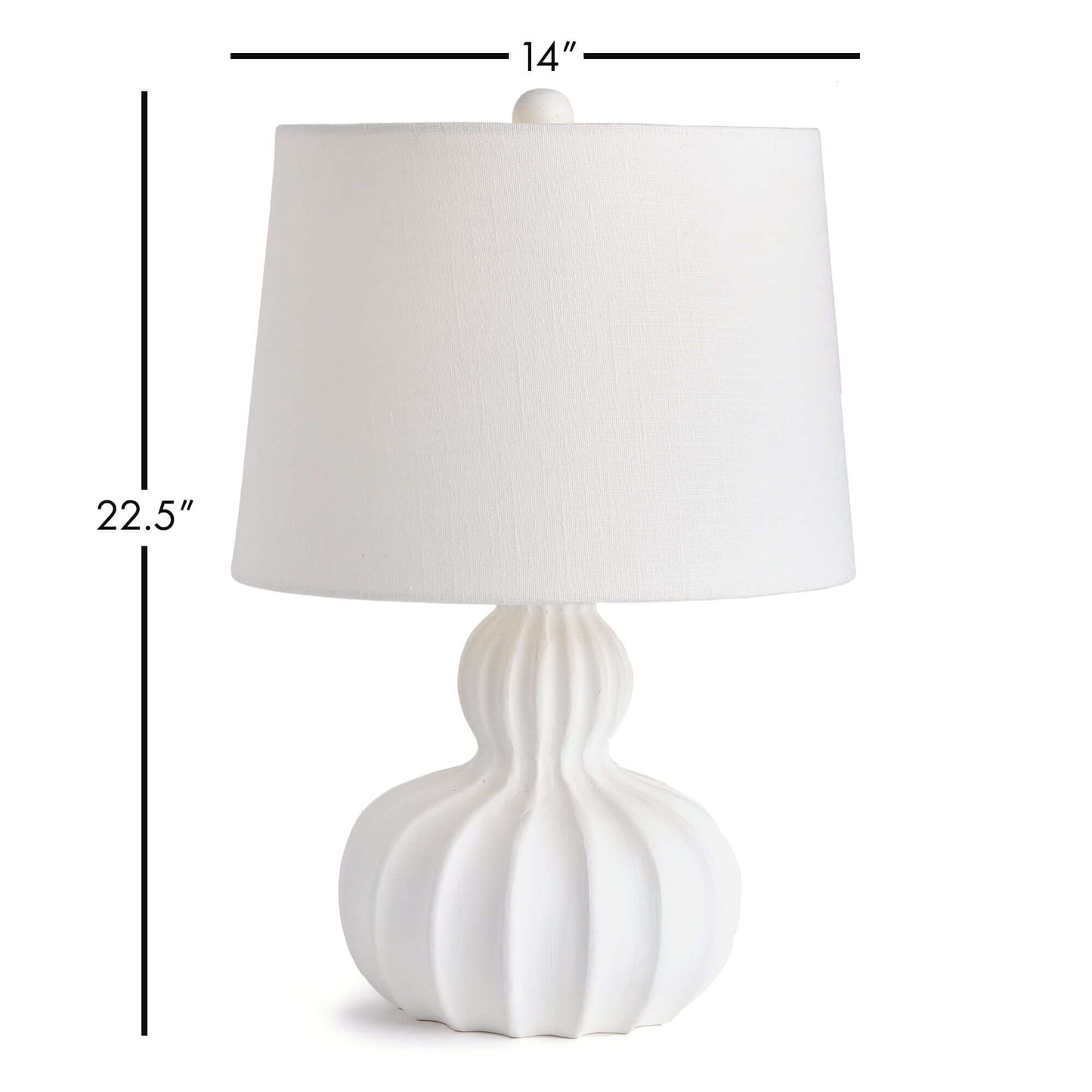 White Carved Wood Table Lamp with Curved Base