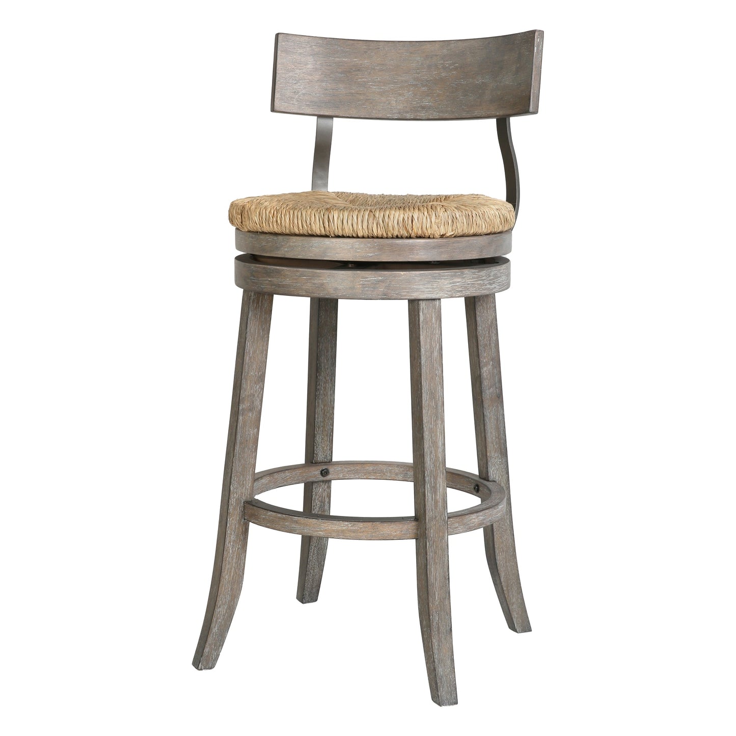 Eden Stool with Seagrass Seat in Gray showcasing a gray wooden frame and natural seagrass seat.