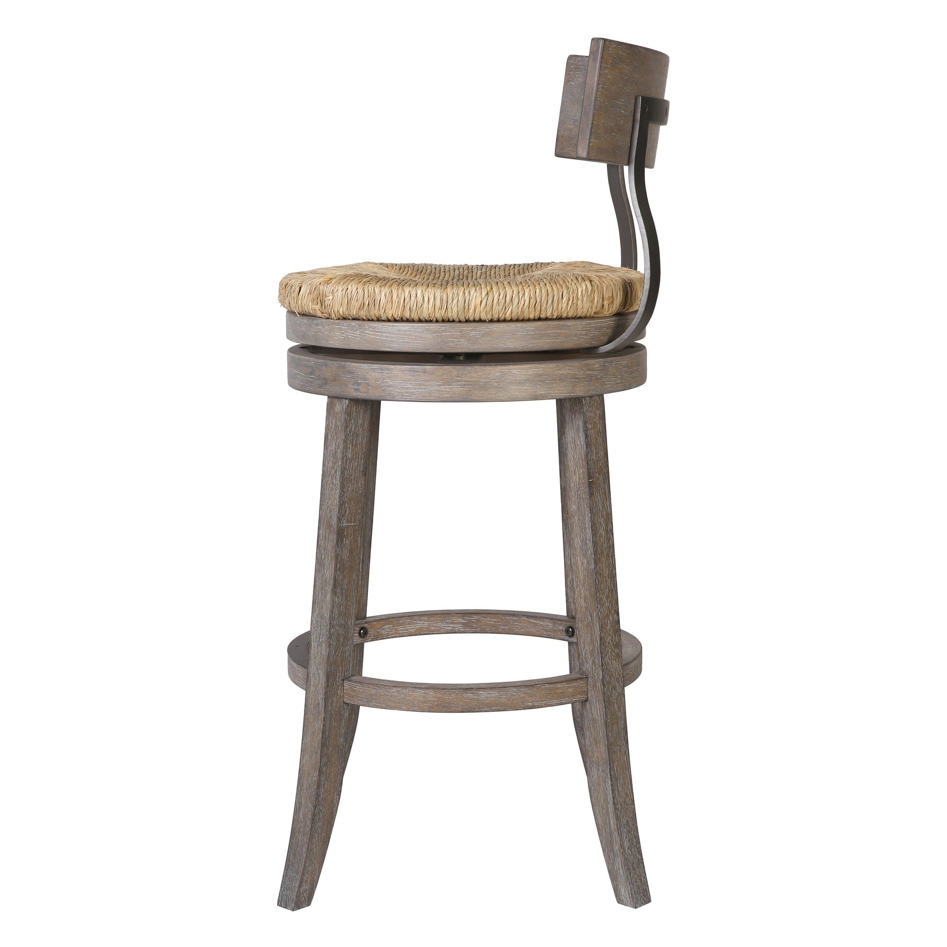 Eden Stool with Seagrass Seat in Gray showcasing a modern farmhouse design and solid wood construction.