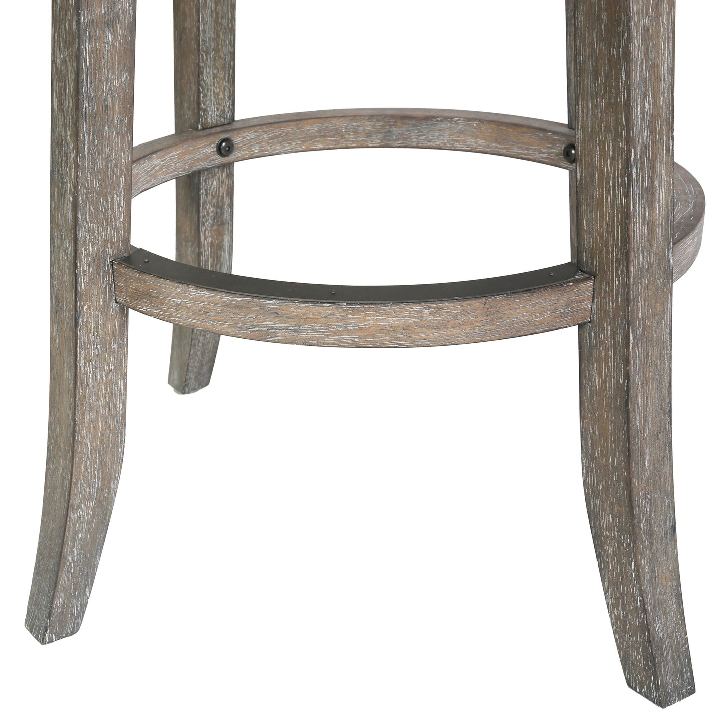 Eden Stool with Seagrass Seat in Gray showcasing sturdy wood construction and metal footrest.